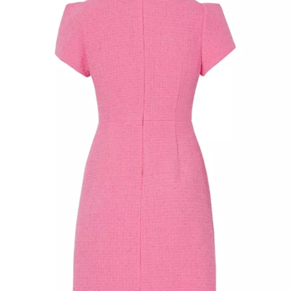 MILLY Genevie Pink Bouclé V Neck Dress  NWOT - Picture 5 of 13
